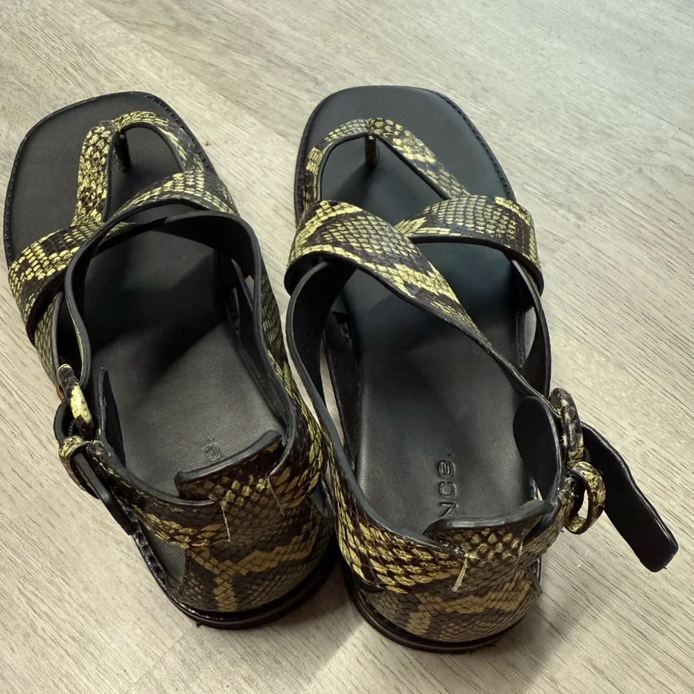 Vince Black and Yellow Snake Pattern Sandals - Picture 3 of 5